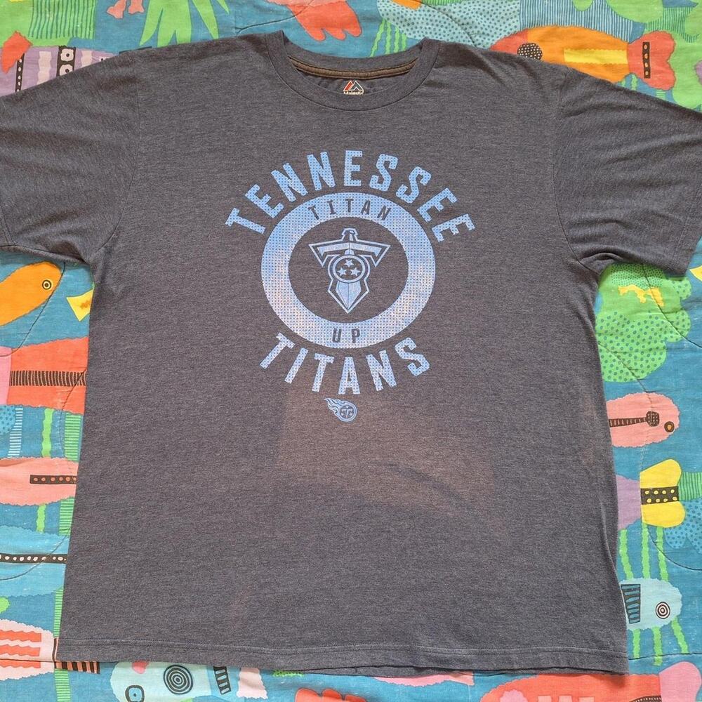 Tennessee Titans T Shirt Mens XL Majestic NFL Football Graphic Tee Gray